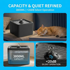 Ultra Silent Circulating Pet Drinking Fountain, 3800ML Large Volume, USB Powered Easy Clean Water Bowl For Kittens Puppies