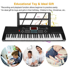 61 Keys Digital Music Electronic Keyboard Electric Musical Piano Instrument Kids Learning Keyboard W/ Stand Microphone