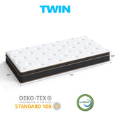 10 Inch Twin Mattress, Innerspring Mattress With Black Gold Trim & White Cover - Medium Firm Support, Breathable Design For Kids, Teens, Dorms & Guest Rooms