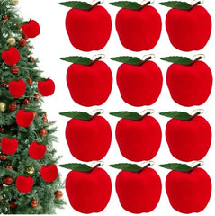 12Pcs Mini Christmas Ornament 2.1in Foam Red Ball Ornament Pendants Xmas Tree Hanging Decorations For Holiday Party Supplies