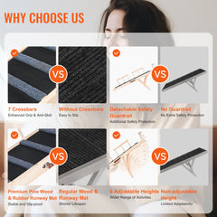 Dog Ramp, Folding Pet Ramp For Bed, Adjustable Dog Ramp For Small, Large, Old Dogs & Cats, Wooden Pet Ramp With 47.2' Long Ramp, Adjustable From 13.8' To 27.6', Suitable For Couch, Sofa, Car