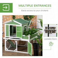 49" Small Chicken Coop Hen House with Garden Space, Chicken House Outdoor Run Cage with Weather Protection, 2-4 Birds, Green