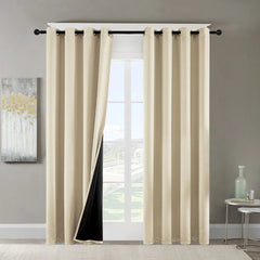 Polyester Grommets Thermal Insulated With Coated Lining 52 In.W63 In. L Indoor Blackout Curtains 3 Colors Available,Set Of 2