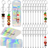 60 Pcs Beadable Keychain Bar Bulk Silver Bead Keychain Beaded Item For Pendant DIY Alloy Blank Key Chain Accessories Bulk Includes 20 Beadable Keychain 20 Bags 20 Cards