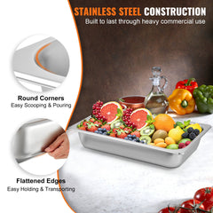 6 Pack Steam Table Pans 20.9 X 12.8 X 3.9 Inch Deep Steam Table Pan Full Size 13L Deep Food Container Stainless Steel Oven Tray Hotel Pans Anti-Jam Steam Table Food Pan