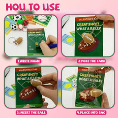 Stress-Relieving Foam Balls - Valentine's Day Gift - 28-Pack, Mini Foam Ball Toys With Keychains And Exchange Cards, Suitable For Preschoolers, Valentine's Day Gift Bag Stuffing, Classroom Rewards