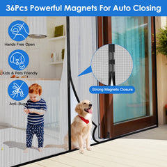 16x7FT Magnetic Garage Door Screen Two Car Garage Screen Mesh Fiberglass Garage Net With Magnetic Closure 6 Buckle Straps For Two Cars
