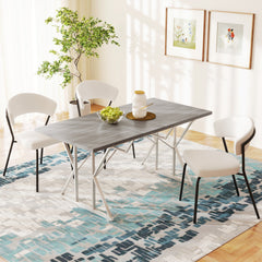 47"-63" Extendable Dining Table for 4-6, Farmhouse Expandable Kitchen Table with Heavy Duty Trestle Base, Gray