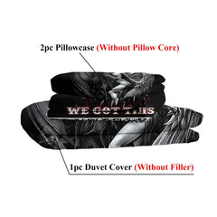 3PCS Soft And Comfortable Death And Angel Print Duvet Cover Set For Bedroom And Guest Room - Includes 1 Duvet Cover And 2 Pillowcases All Season