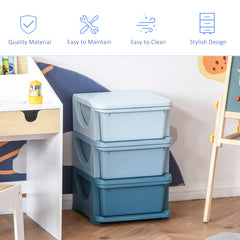 3 Tier Kids Toy Storage Organizer With Drawers, Blue, Chest For Bedroom, Kindergarten, Living Room, For Boys And Girls