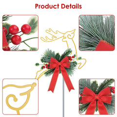 2Pcs Christmas Lighted Reindeer Decoration LED Pathway Stake Lights Battery Powered For Outdoor Garden Lawn Porch Front Door Patio Holiday Decor