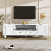VIBE HAUS 70.9 Modern TV Stand For TVs Up To 80 Inches, Entertainment Center With Open Compartment, TV Storage Cabinet With 2 Drawers, 2 Cabinets And 5 Solid Legs For Living Room