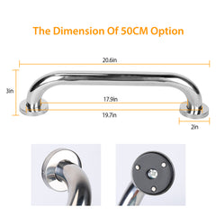 2Pcs Bath Grab Bar 19.7in Sturdy Stainless Steel Shower Safety Handle For Bathtub Toilet Stairway Anti-slip Handrail Balance Bar 220LBS Pull Force