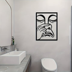 Whimsical Nose-Pinch Metal Wall Sculpture - Hilarious Single Piece Iron Art