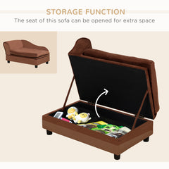 Pet Sofa Bed Couch with Storage, Pet Sofa for Cats and Small Dogs, Brown