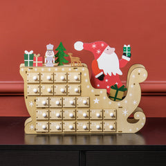 Wooden Christmas Advent Calendar with 24 Countdown Drawers, Reusable Holiday Decor Xmas Gift for Kids Adults, Natural