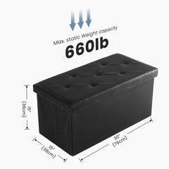 Foldable Storage Ottoman Bench 43in, Foot Rest Stool, Synthetic Leather Storage Chest With Thicker Foam Padded Seat For Entryway Living Room