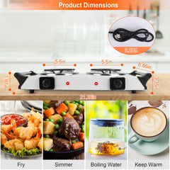 2000W Electric Dual Burner Portable Coil Heating Hot Plate Stove Countertop RV Hotplate With 5 Temperature Adjustments Portable Handles For Food Preparation