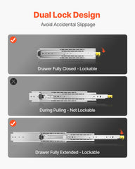 1 Pair 18-60 In Drawer Slides Ball Bearing Full Extension