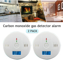 2 Pack LCD Display CO Carbon Monoxide Gas Detector Device Home Safety Alarm Detector Logistics Only For USPS.TK And TMEU Only For Self-pickup