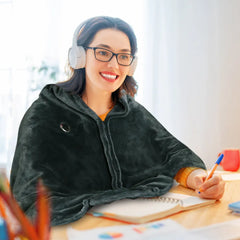 USB Heated Blanket Electric Heated Blanket Heated Poncho Shawl Wrap Throw With Zipper Washable For Home Office 59*31in