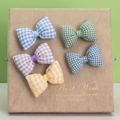 Plaid Bow Hair Clips-Coffee 9672