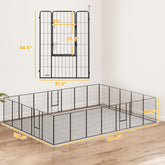 Dog Playpen For Indoor Outdoor, 24 Panels 44.5 H Puppy Playpen With Lockable Door, DIY Shape Pet Exercise Fence, Black