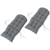 Chair Cushions Set Of 2, Tufted High Back Patio Non-Slip Cushions For Chairs, Gray