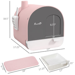 Cat Litter Box with Lid with Scoop and Filter, Pink