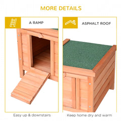 Small Wooden Rabbit Hutch Bunny Cage Guinea Pig Cage Duck House Dog House With Openable & Waterproof Roof, For Rabbits, Chickens, Ducks, Natural