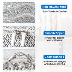 4 Pack Foldable Non Woven Storage Bags Closet Organizers Wardrobe Sorting Baskets With 2 Handles Dustproof Lid Zipper For Clothes Quilt 30L 110L 150L 220L