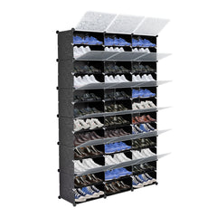 12-Tier Portable 72 Pair Shoe Rack Organizer 36 Grids Tower Shelf Storage Cabinet Stand Expandable For Heels, Boots, Slippers, Black