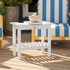 HDPE Shower Bench, Waterproof Shower Stool with Handle, Storage Shelf, Non-Slip Pads for Indoor Outdoor, White