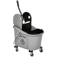 9.5 Gallon 38 Quart Mop Bucket With Wringer Cleaning Cart, 4 Moving Wheels, 2 Separate Buckets, & Mop-Handle Holder, Grey