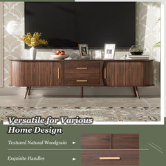 Mid-Century Modern TV Stand For 80 TV, Entertainment Center With Storage For Living Room, Bedroom, Media Console Table With 2 Drawers
