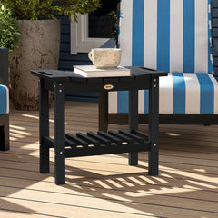 HDPE Shower Bench, Waterproof Shower Stool with Handle, Storage Shelf, Non-Slip Pads for Indoor Outdoor, Black