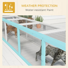 Wooden Cat Run With Weather Protection, Connecting Inside And Outside