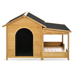 60.2 Large Outdoor Dog House With Insulated Liner For Winter Waterproof Dog Kennel For Medium & Large Dogs, Dog House With Porch And Asphalt Roof And Elevated Floor, Nature