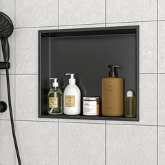 17 X 15 In Stainless Steel Shower Niche, Gunmetal Black, Waterproof, Easy Installation, Corrosion-Resistant