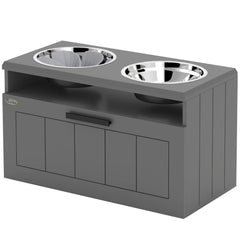 Elevated Dog Bowls, Large Breed Raised Dogs Bowl Stand with 2 Stainless Steel Bowls, Storage Drawer and Slow Feeder Mat