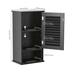 FRALIMK Medicine Cabinet, Hanging Cabinet With 3 Tiers, Single Louvered Door, Slim Wall Cabinet For Home Bathroom Bedroom, White