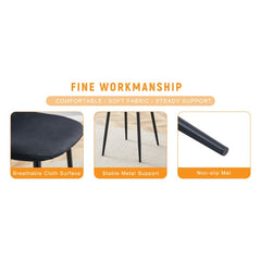 Luxury Simple Chair - Set Of 4 BLACK Linen-Cotton Material High Resilience Dining Chair With Metal Black Leg.Integral Metal Leg Architecture,Suitable For Various Interior Decoration Styles.