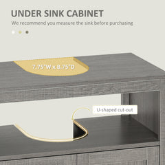 Pedestal Sink Storage Cabinet, Bathroom Under Sink Cabinet with 2 Doors and Open Shelf, Bathroom Vanity, Gray