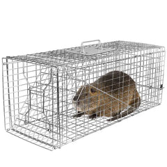 Humane Cat Trap Cage Catch Release Live Animal Rodent Cage Collapsible Galvanized Wire For Raccoons Beavers Groundhogs Foxes Armadillos