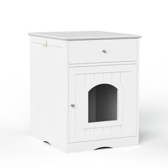 Wooden Pet House Cat Litter Box Enclosure, Side Table, Indoor Crate