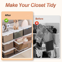 3 Pack Foldable Storage Bin With Lid Stackable Plastic Closet Organizer With Handle Divider Collapsible Drawer Organizer For Toys Clothes