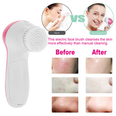 1Pc Facial Cleansing Brush Waterproof Face Spin Cleaning Brush With 5 Brush Heads Deep Cleansing Body Facial Brush Set For Gentle Exfoliating Removing Blackhead And Massaging