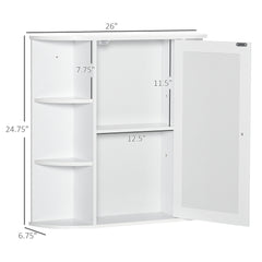 Bathroom Medicine Cabinet with Mirror, Bathroom Mirror Cabinet, Wall Mount Mirror Medicine Cabinet with Multiple Storage Shelves, White