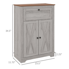 Farmhouse Sideboard Storage Cabinet with Doors and Drawer for Kitchen, Living room, 23.5"x11.75"x34.5", Light Gray