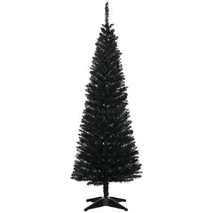 5' Artificial Pencil Christmas Tree, Slim Xmas Tree with 294 Realistic Branch Tips and Plastic Stand, Black